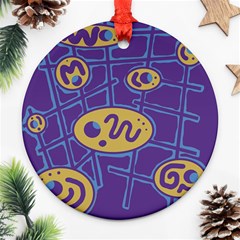 Purple And Yellow Abstraction Round Ornament (two Sides) 