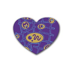 Purple And Yellow Abstraction Rubber Coaster (heart) 