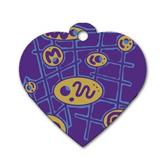 Purple And Yellow Abstraction Dog Tag Heart (two Sides)