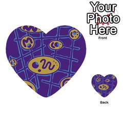 Purple And Yellow Abstraction Multi-purpose Cards (heart) 