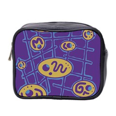 Purple And Yellow Abstraction Mini Toiletries Bag 2-side by Valentinaart