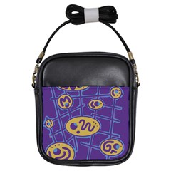 Purple And Yellow Abstraction Girls Sling Bags