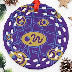 Purple And Yellow Abstraction Ornament (round Filigree) 