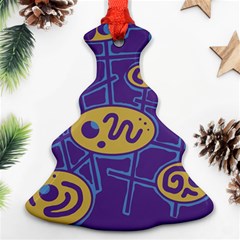 Purple And Yellow Abstraction Ornament (christmas Tree) by Valentinaart