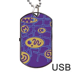 Purple And Yellow Abstraction Dog Tag Usb Flash (one Side)