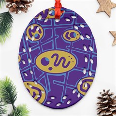 Purple And Yellow Abstraction Oval Filigree Ornament (2-side) 