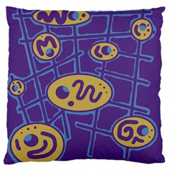 Purple And Yellow Abstraction Large Cushion Case (one Side) by Valentinaart