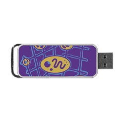 Purple And Yellow Abstraction Portable Usb Flash (one Side)