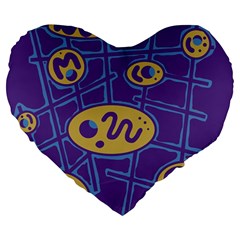 Purple And Yellow Abstraction Large 19  Premium Heart Shape Cushions