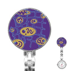 Purple And Yellow Abstraction Stainless Steel Nurses Watch by Valentinaart