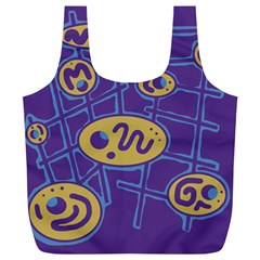 Purple And Yellow Abstraction Full Print Recycle Bags (l)  by Valentinaart