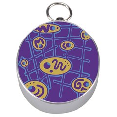 Purple And Yellow Abstraction Silver Compasses by Valentinaart