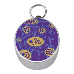 Purple And Yellow Abstraction Mini Silver Compasses