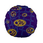 Purple and yellow abstraction Standard 15  Premium Flano Round Cushions Front