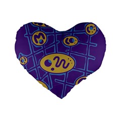 Purple And Yellow Abstraction Standard 16  Premium Flano Heart Shape Cushions