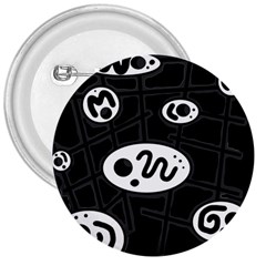 Black And White Crazy Abstraction  3  Buttons by Valentinaart