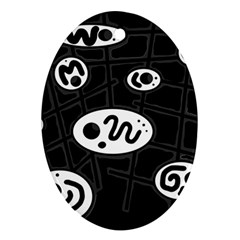 Black And White Crazy Abstraction  Ornament (oval) 