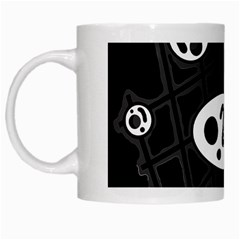 Black And White Crazy Abstraction  White Mugs by Valentinaart