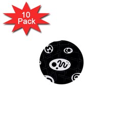 Black And White Crazy Abstraction  1  Mini Buttons (10 Pack) 