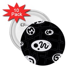 Black And White Crazy Abstraction  2 25  Buttons (10 Pack) 