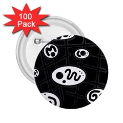 Black And White Crazy Abstraction  2 25  Buttons (100 Pack) 