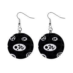 Black And White Crazy Abstraction  Mini Button Earrings