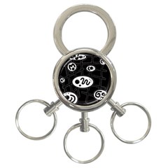 Black And White Crazy Abstraction  3-ring Key Chains by Valentinaart