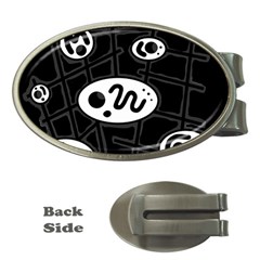 Black And White Crazy Abstraction  Money Clips (oval)  by Valentinaart