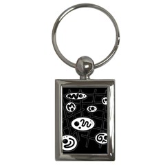 Black And White Crazy Abstraction  Key Chains (rectangle) 