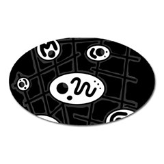 Black And White Crazy Abstraction  Oval Magnet