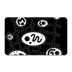 Black And White Crazy Abstraction  Magnet (rectangular) by Valentinaart