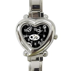 Black And White Crazy Abstraction  Heart Italian Charm Watch