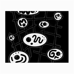 Black And White Crazy Abstraction  Small Glasses Cloth by Valentinaart