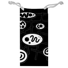 Black And White Crazy Abstraction  Jewelry Bags by Valentinaart