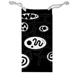 Black and white crazy abstraction  Jewelry Bags Front