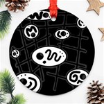 Black and white crazy abstraction  Round Ornament (Two Sides)  Back