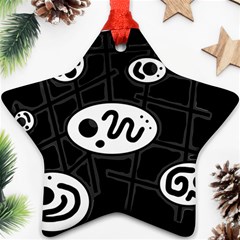 Black And White Crazy Abstraction  Star Ornament (two Sides) 