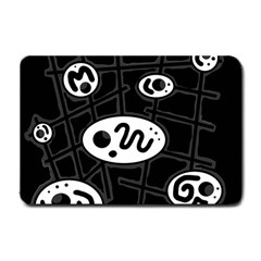 Black And White Crazy Abstraction  Small Doormat  by Valentinaart