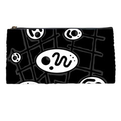 Black And White Crazy Abstraction  Pencil Cases by Valentinaart