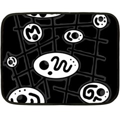 Black And White Crazy Abstraction  Double Sided Fleece Blanket (mini) 