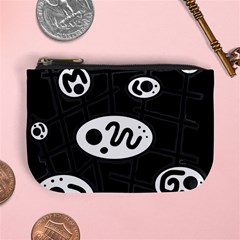 Black And White Crazy Abstraction  Mini Coin Purses