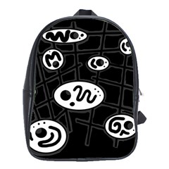 Black And White Crazy Abstraction  School Bags(large)  by Valentinaart