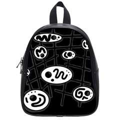 Black And White Crazy Abstraction  School Bags (small) 