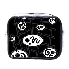 Black And White Crazy Abstraction  Mini Toiletries Bags by Valentinaart