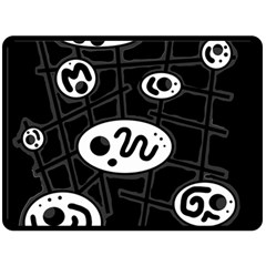 Black And White Crazy Abstraction  Fleece Blanket (large) 