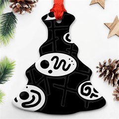 Black And White Crazy Abstraction  Christmas Tree Ornament (2 Sides)