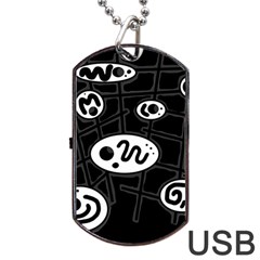 Black And White Crazy Abstraction  Dog Tag Usb Flash (two Sides) 