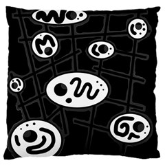 Black And White Crazy Abstraction  Large Cushion Case (two Sides) by Valentinaart