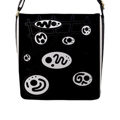 Black And White Crazy Abstraction  Flap Messenger Bag (l)  by Valentinaart