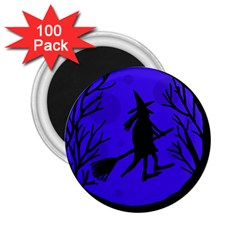 Halloween Witch - Blue Moon 2 25  Magnets (100 Pack)  by Valentinaart